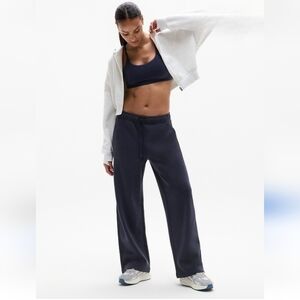 Athleta mid-rise terry pant, navy blue